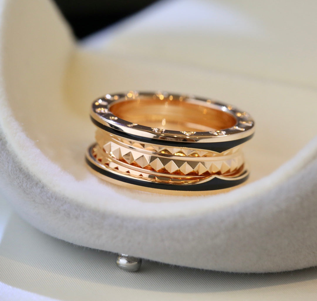 [Pearl Jewelrys]ZERO 1 PINK GOLD BLACK CERAMIC RING