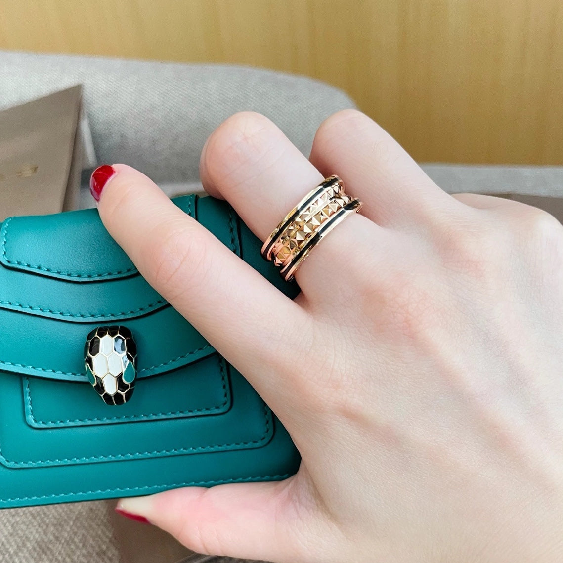 [Pearl Jewelrys]ZERO 1 PINK GOLD BLACK CERAMIC RING