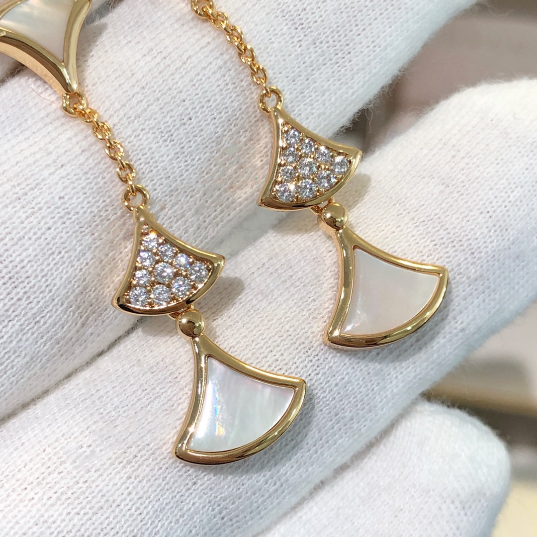 [Pearl Jewelrys]DREAM EARRINGS 3 MOTIFS DIAMOND MOP PINK GOLD