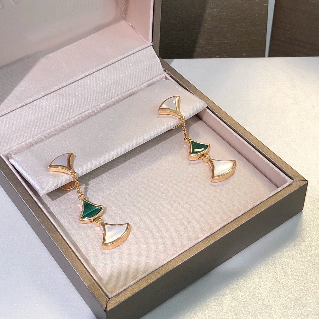 [Pearl Jewelrys]DREAM EARRINGS 3 MOTIFS MALACHITE MOP PINK GOLD