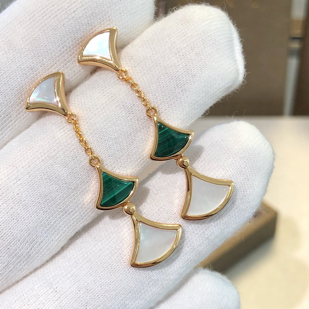 [Pearl Jewelrys]DREAM EARRINGS 3 MOTIFS MALACHITE MOP PINK GOLD