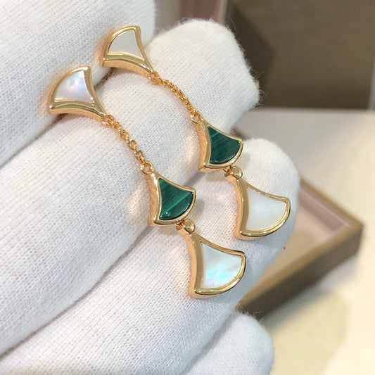 [Pearl Jewelrys]DREAM EARRINGS 3 MOTIFS MALACHITE MOP PINK GOLD