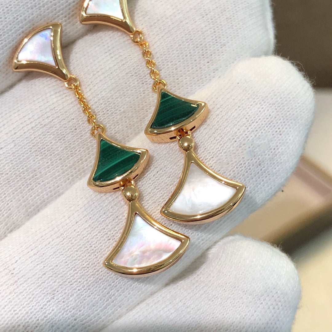 [Pearl Jewelrys]DREAM EARRINGS 3 MOTIFS MALACHITE MOP PINK GOLD