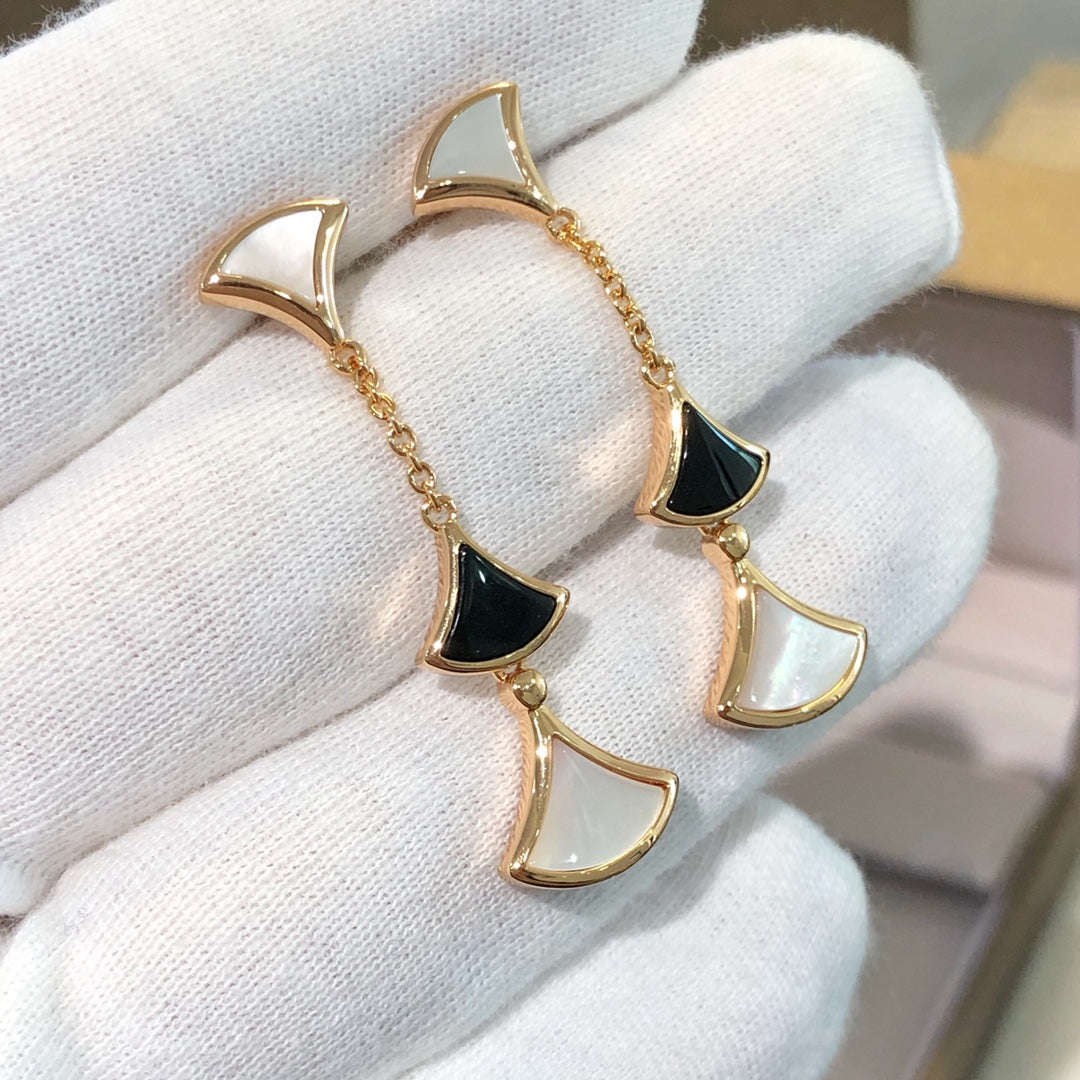 [Pearl Jewelrys]DREAM EARRINGS 3 MOTIFS ONYX MOP PINK GOLD