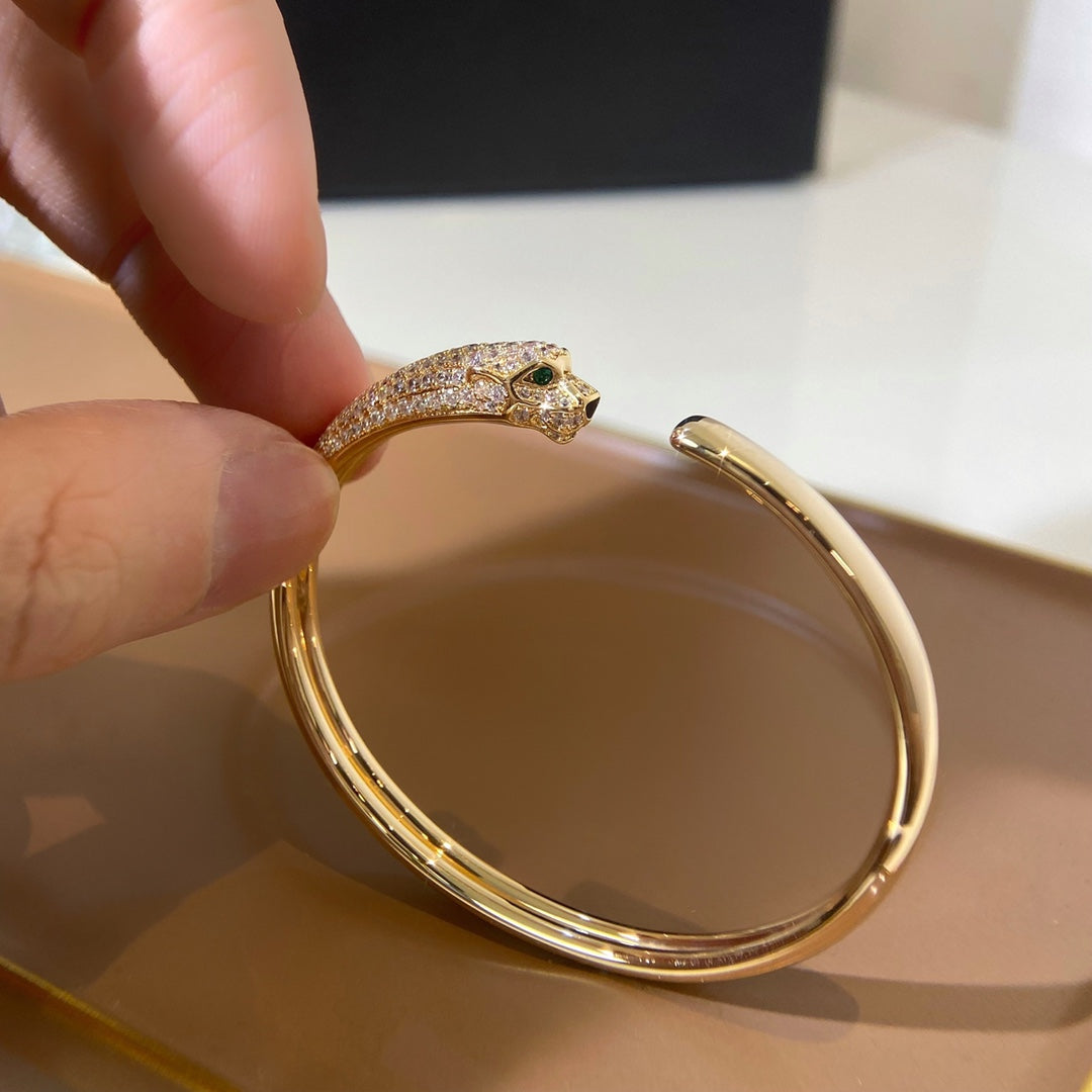 [Pearl Jewelrys]PANTHERE GOLD DIAMOND OPEN BRACELET
