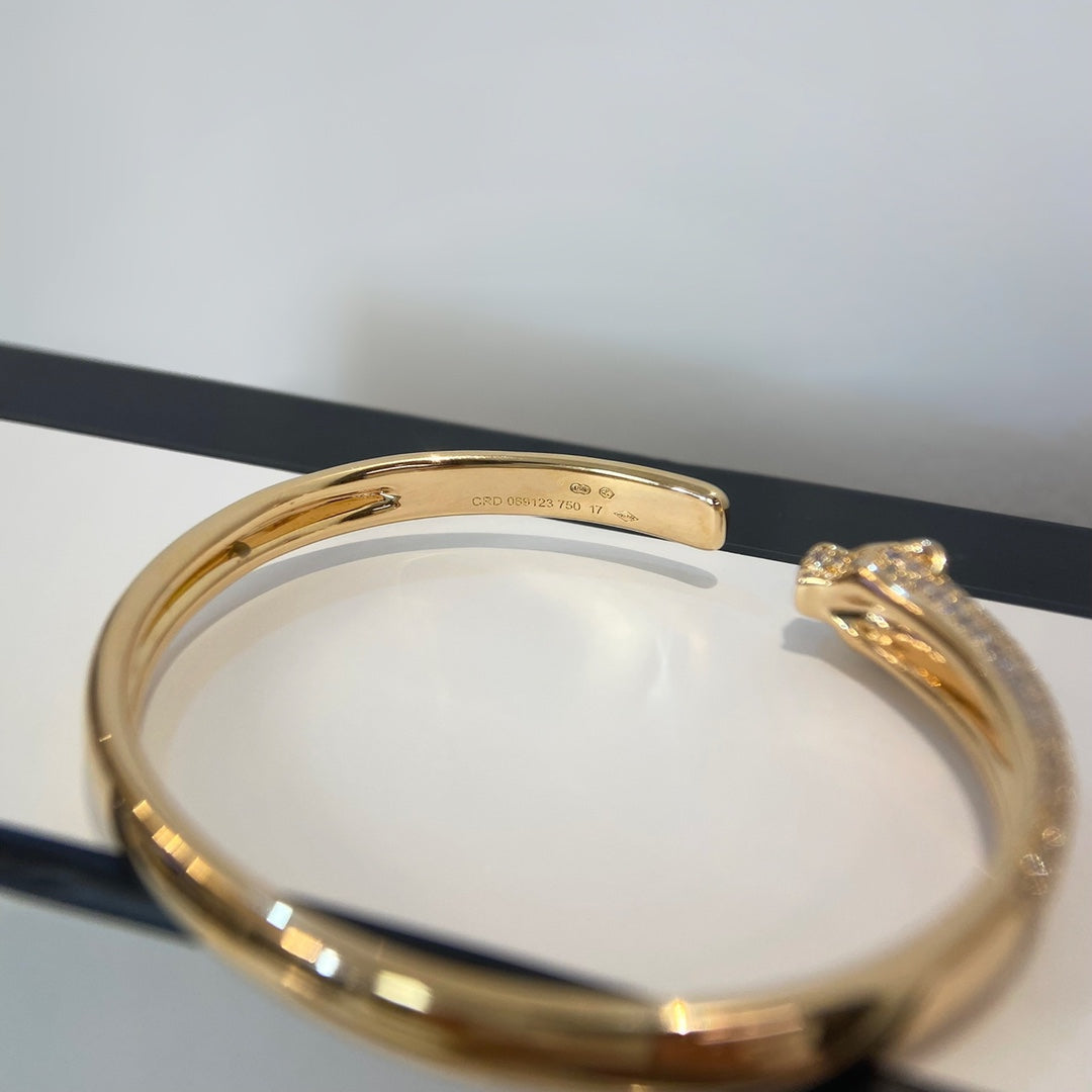 [Pearl Jewelrys]PANTHERE GOLD DIAMOND OPEN BRACELET