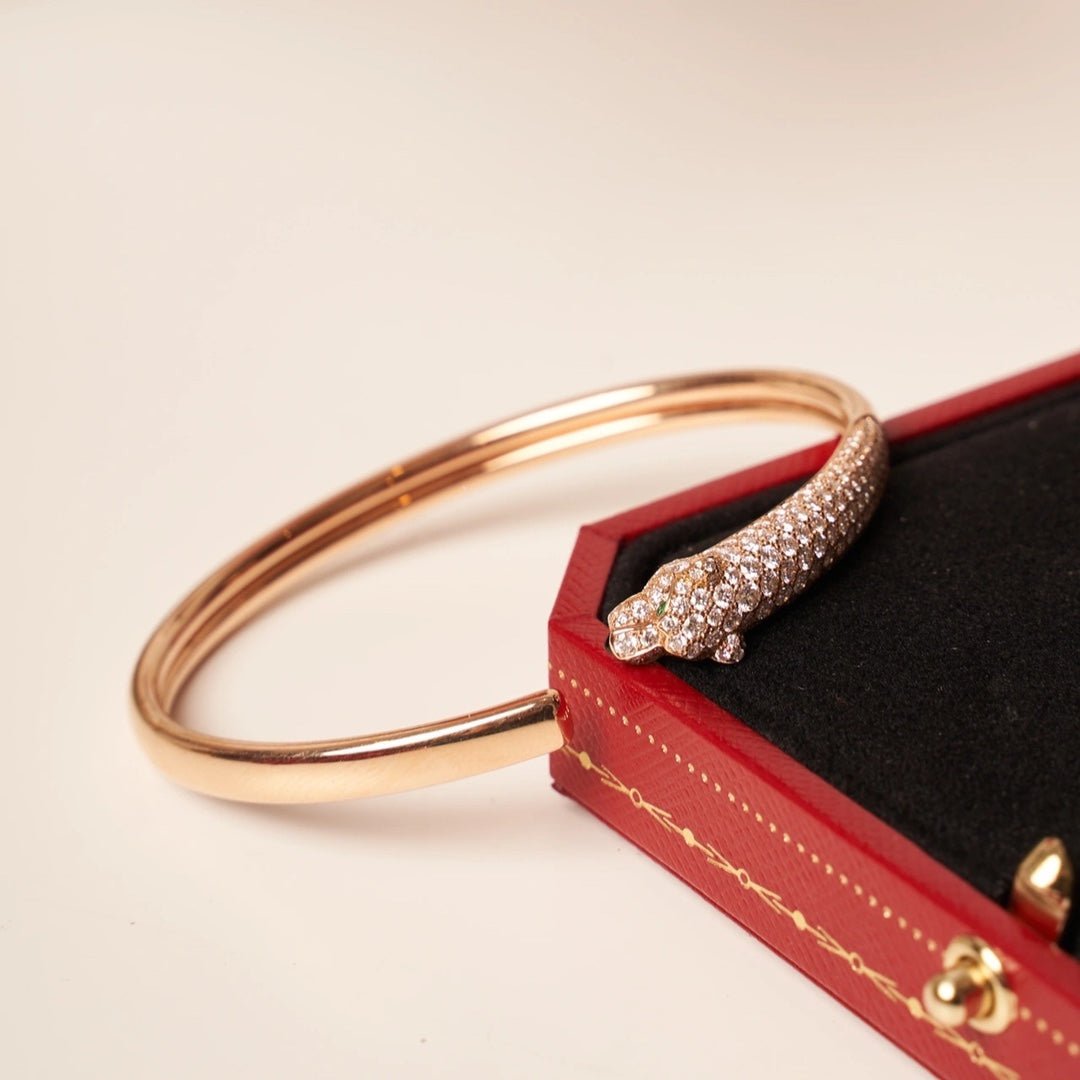 [Pearl Jewelrys]PANTHERE ROSE GOLD DIAMOND OPEN BRACELET