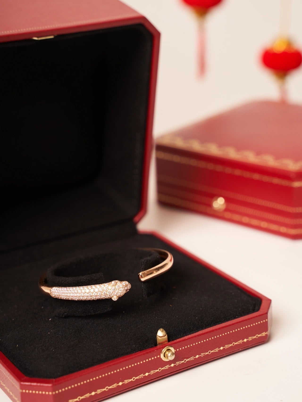 [Pearl Jewelrys]PANTHERE ROSE GOLD DIAMOND OPEN BRACELET