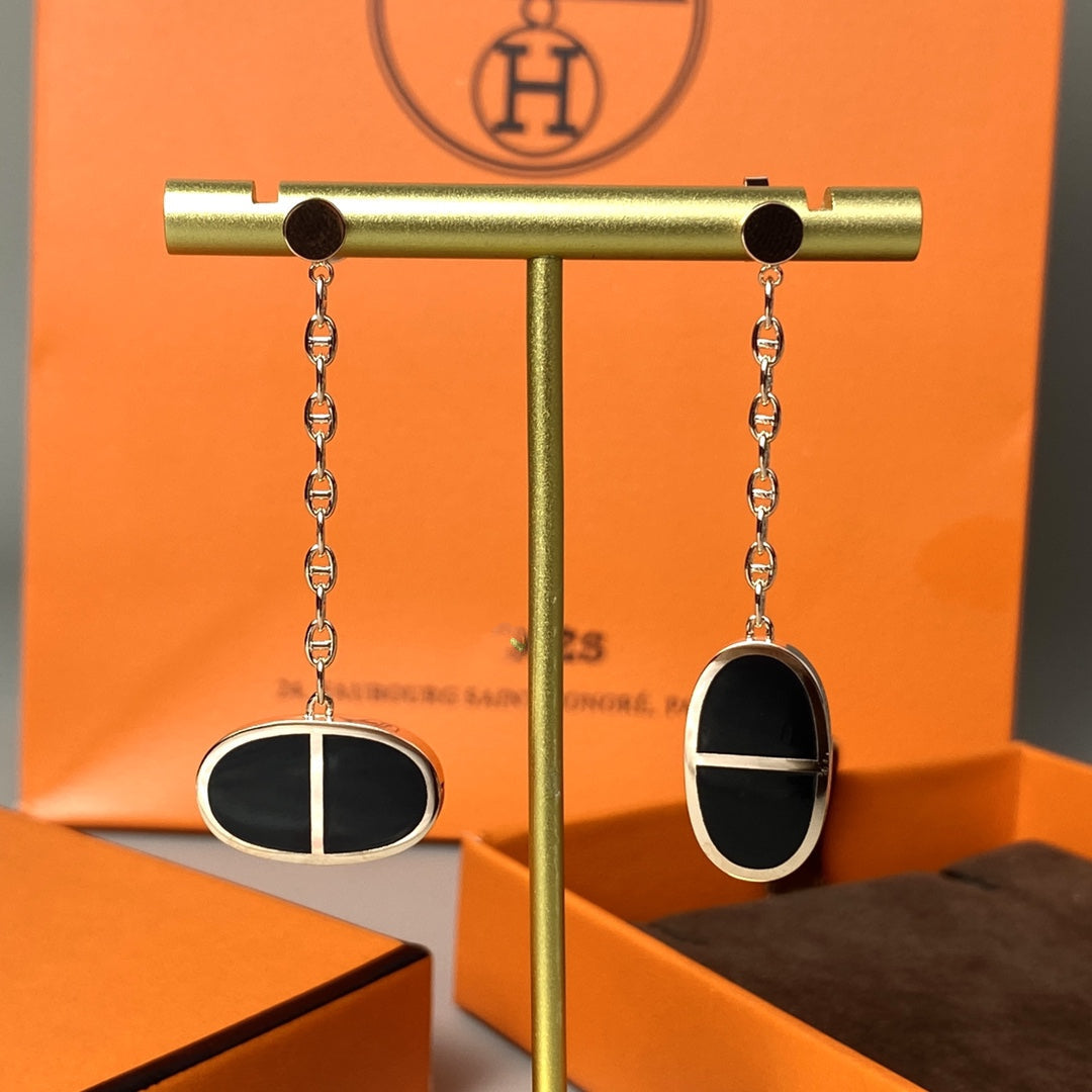 [Pearl Jewelrys]CHAINE VERSO BLACK CERAMIC EARRINGS