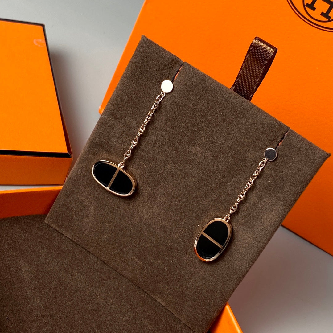 [Pearl Jewelrys]CHAINE VERSO BLACK CERAMIC EARRINGS