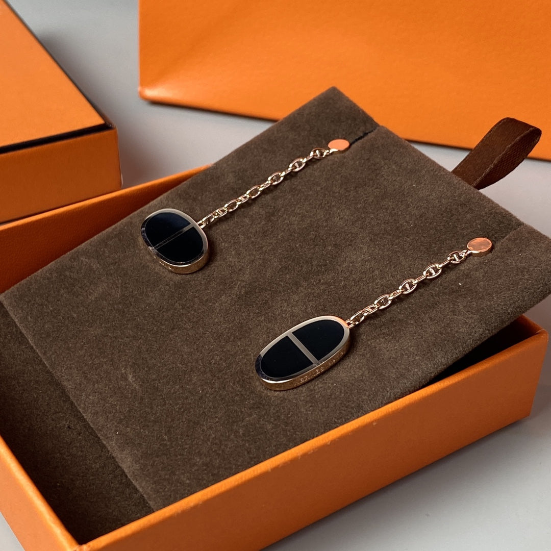 [Pearl Jewelrys]CHAINE VERSO BLACK CERAMIC EARRINGS