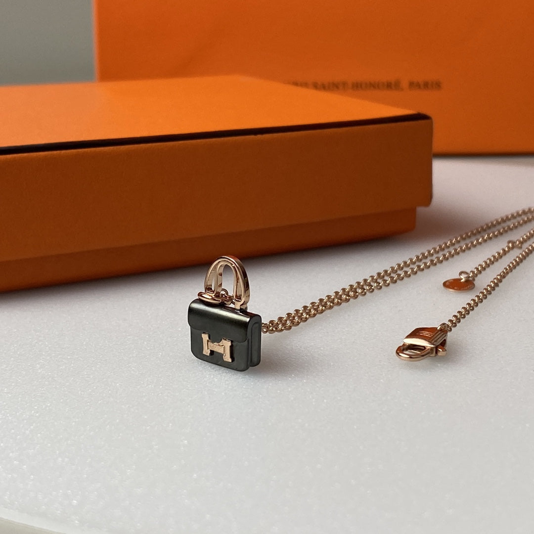 [Pearl Jewelrys]CONSTANCE BLACK PEDANT PINK GOLD NECKLACE