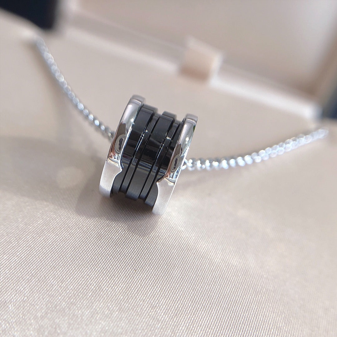 [Pearl Jewelrys]ZERO 1 BLACK CERAMIC SILVER NECKLACE