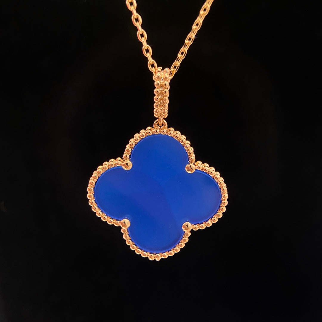 [Pearl Jewelrys]CLOVER 25MM NECKLACE TURQUOISE ROSE GOLD