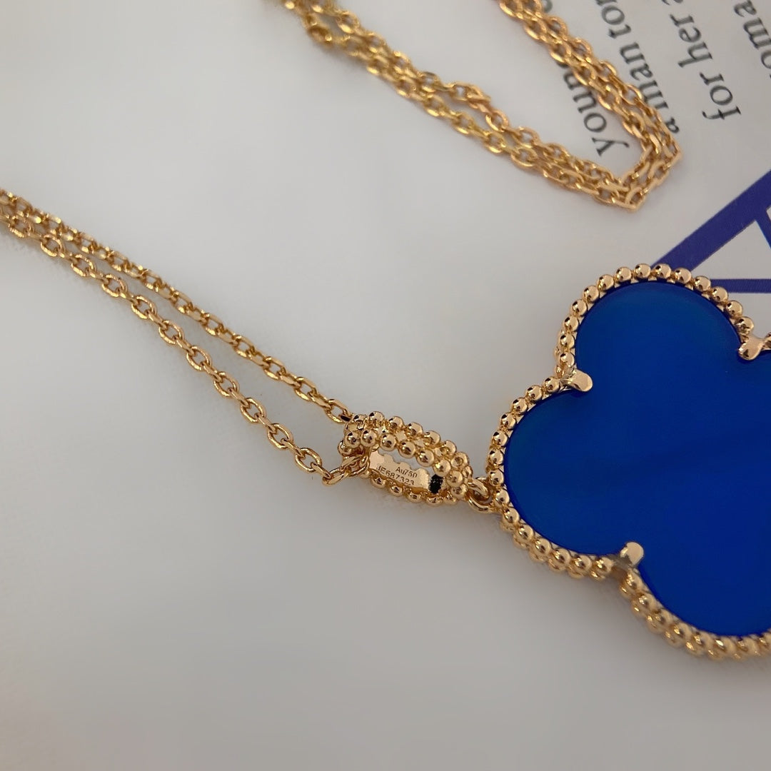 [Pearl Jewelrys]CLOVER 25MM NECKLACE TURQUOISE ROSE GOLD