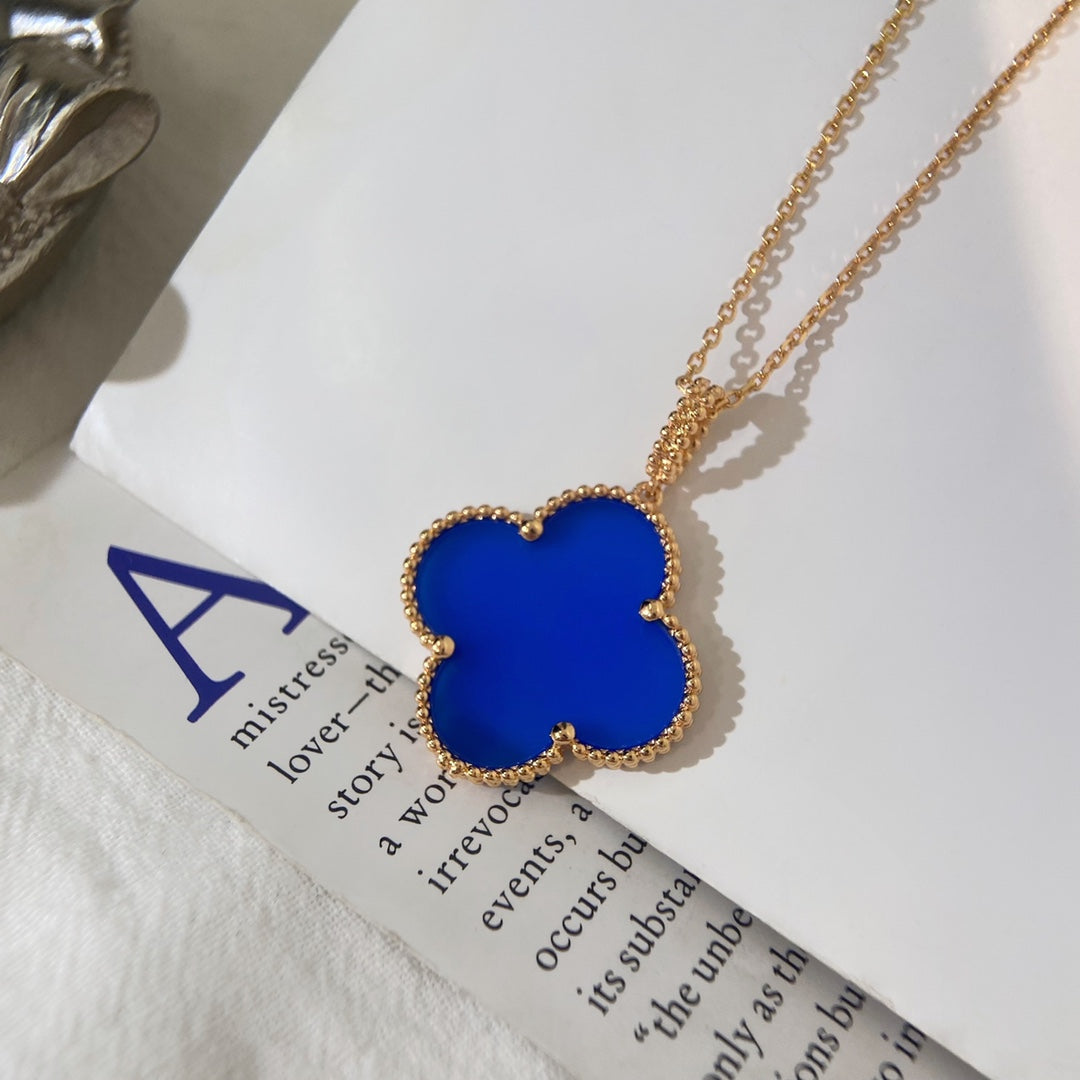 [Pearl Jewelrys]CLOVER 25MM NECKLACE TURQUOISE ROSE GOLD