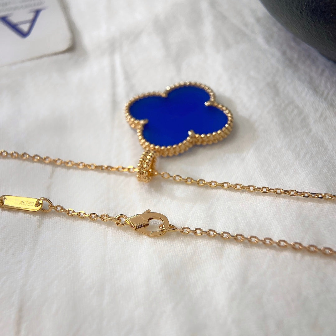 [Pearl Jewelrys]CLOVER 25MM NECKLACE TURQUOISE ROSE GOLD