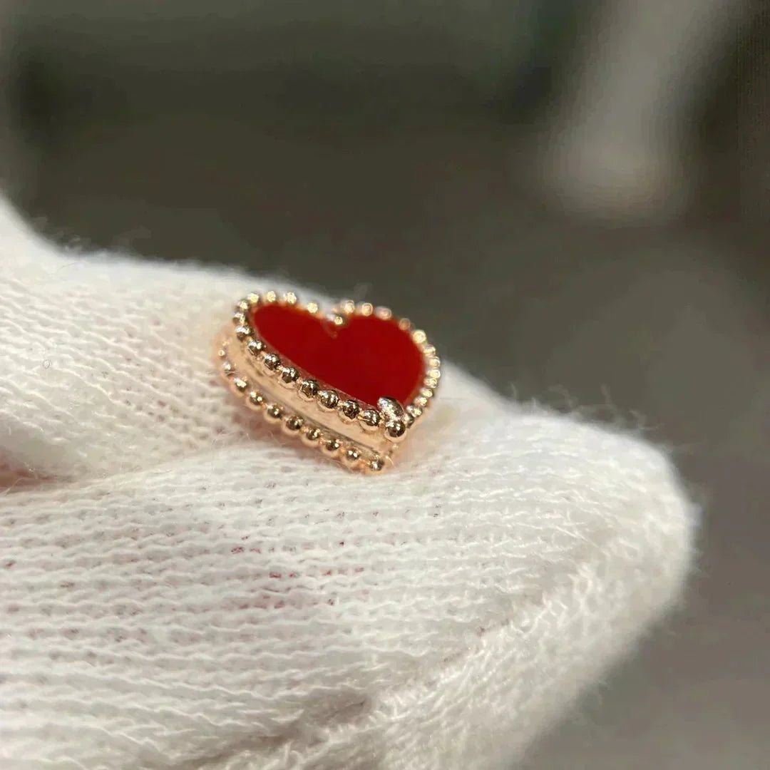 [Pearl Jewelrys]HEART CARNELIAN STUD EARRINGS