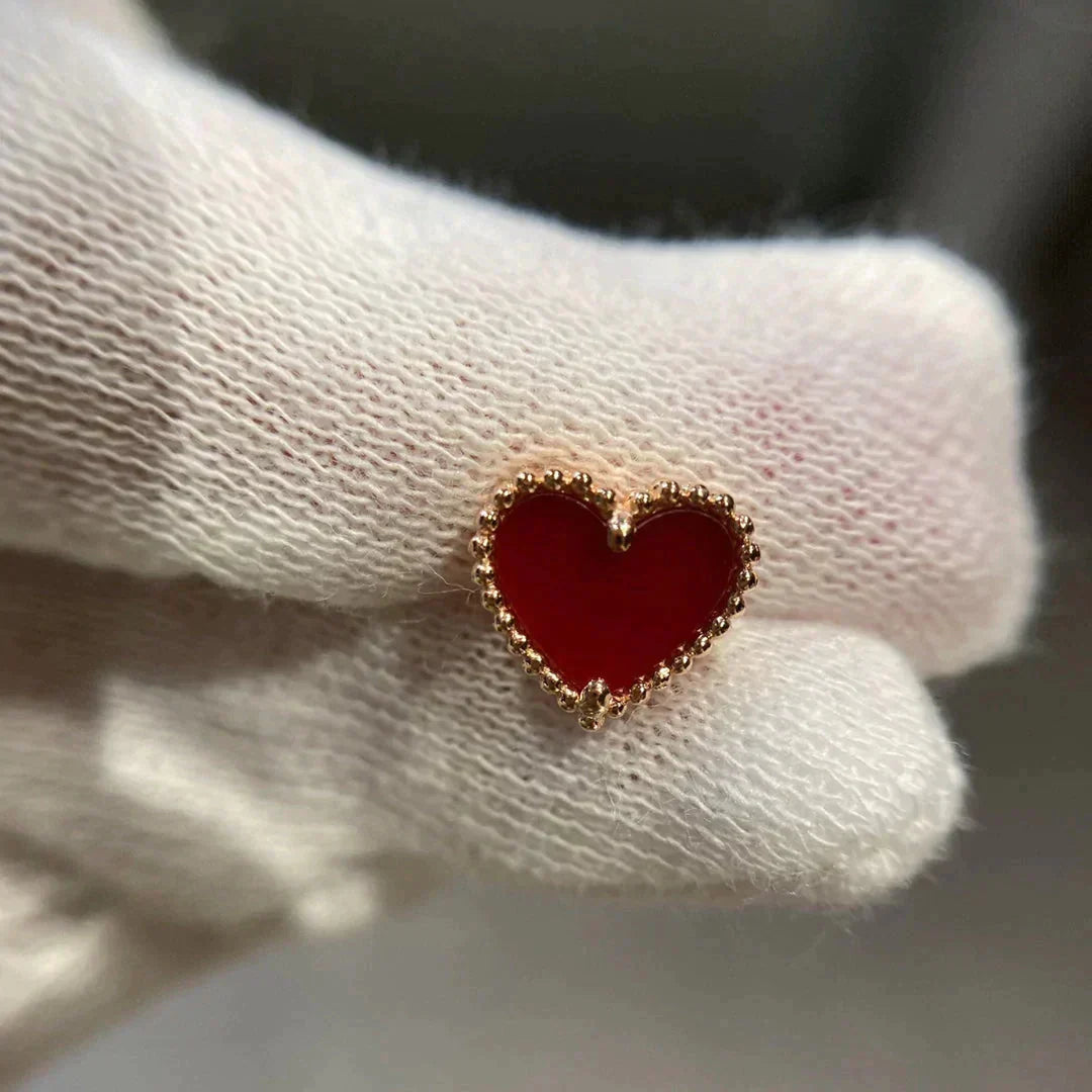 [Pearl Jewelrys]HEART CARNELIAN STUD EARRINGS