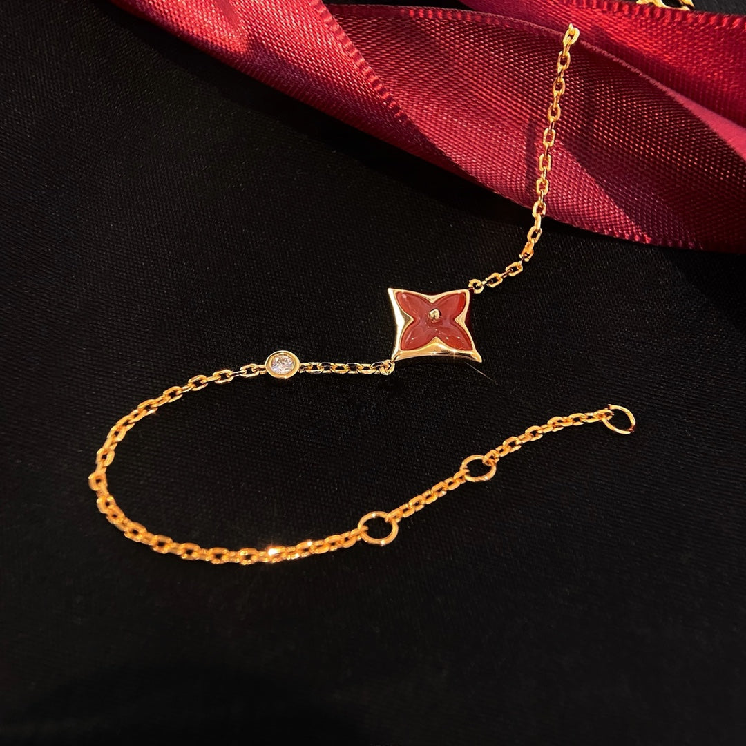 [Pearl Jewelrys]COLOR STAR CARNELIAN PINK GOLD DIAMOND BRACELET
