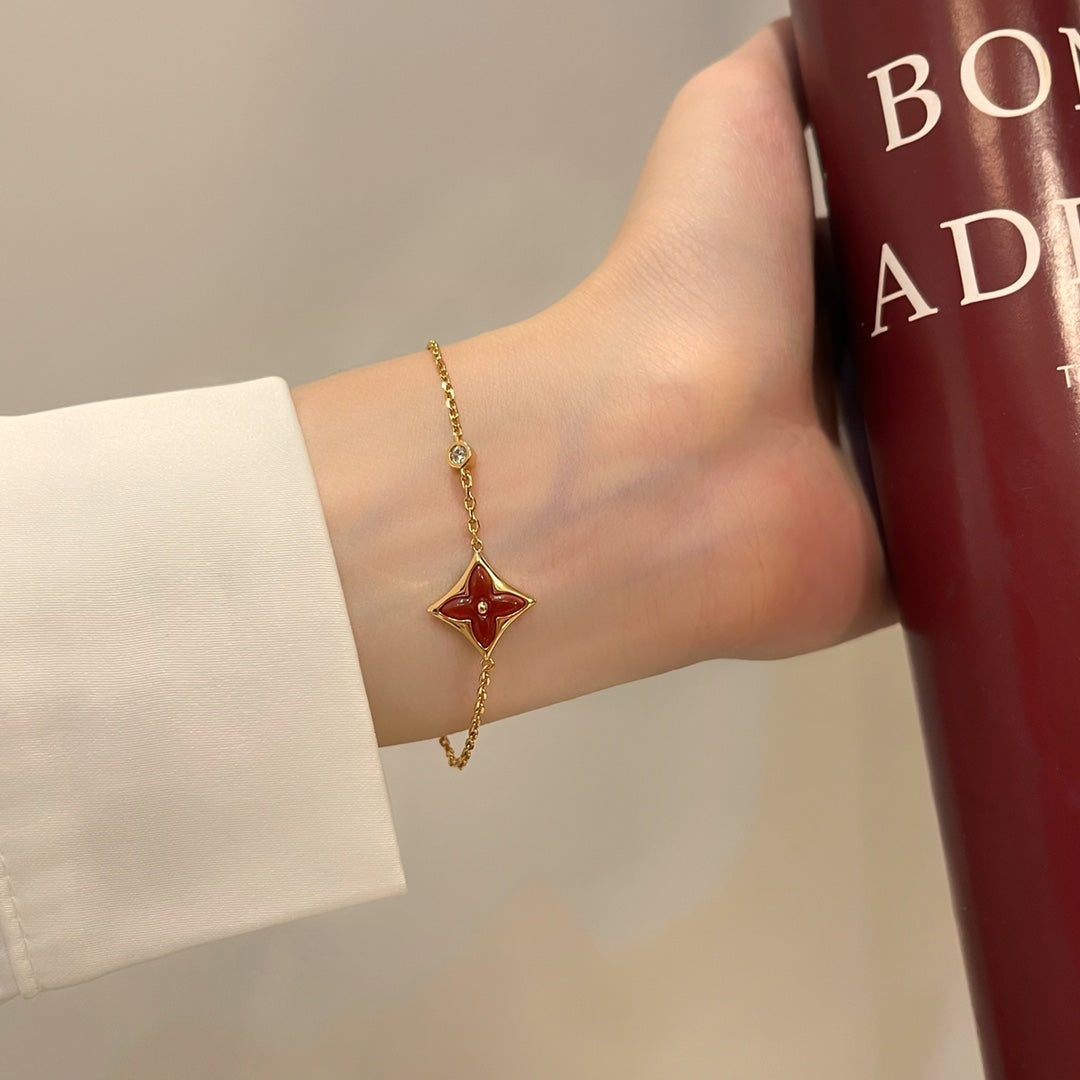 [Pearl Jewelrys]COLOR STAR CARNELIAN PINK GOLD DIAMOND BRACELET