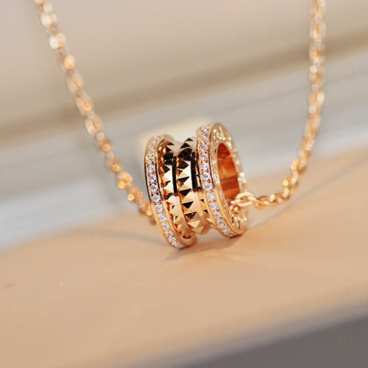 [Pearl Jewelrys]ZERO 1 ROCK PEDANT PINK GOLD NECKLACE