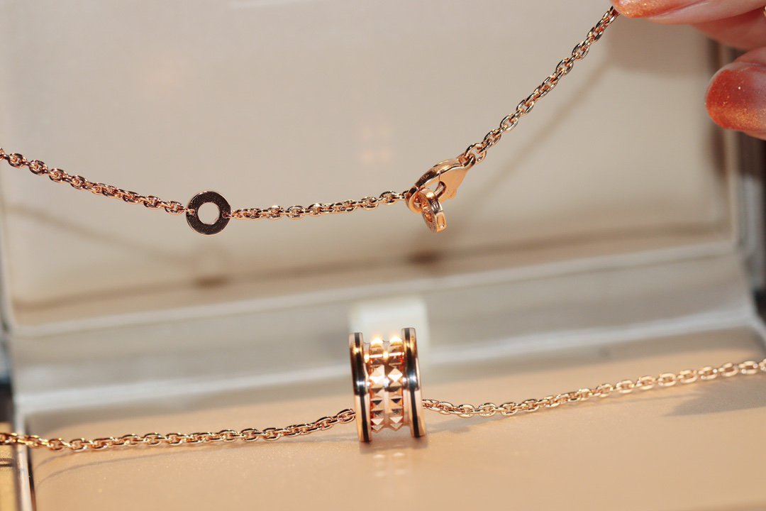 [Pearl Jewelrys]ZERO 1 ROCK PEDANT PINK GOLD BLACK NECKLACE