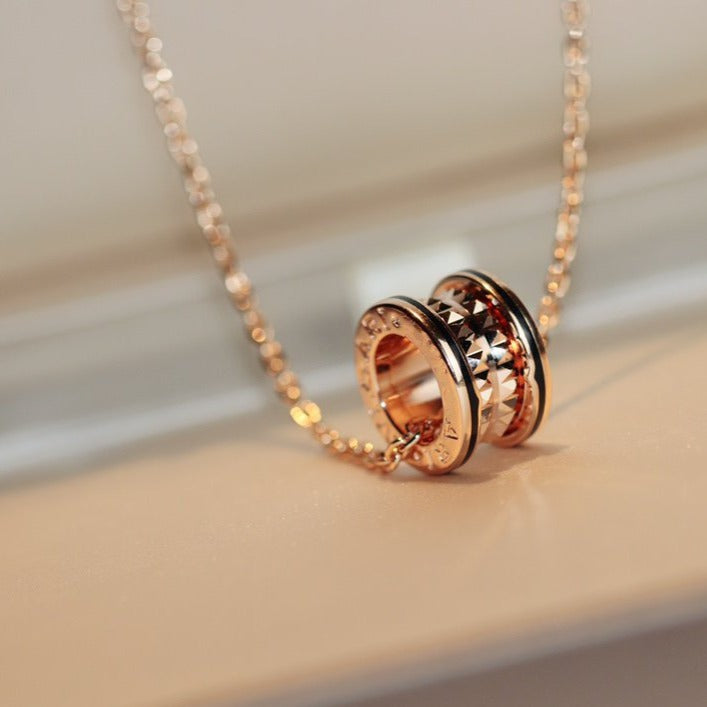 [Pearl Jewelrys]ZERO 1 ROCK PEDANT PINK GOLD BLACK NECKLACE