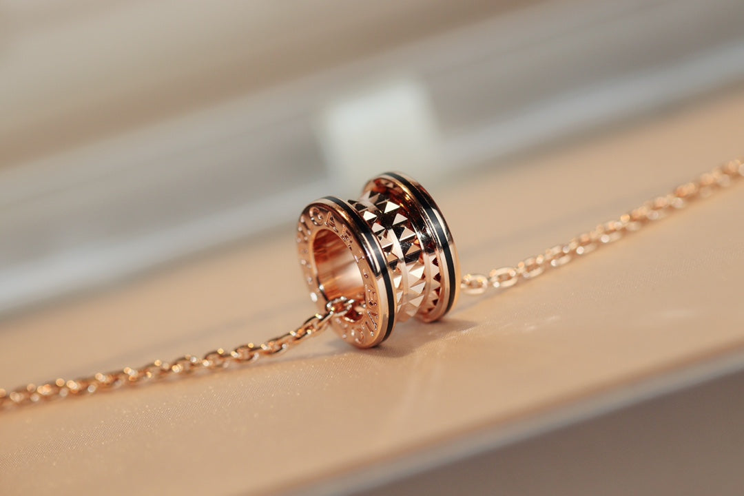 [Pearl Jewelrys]ZERO 1 ROCK PEDANT PINK GOLD BLACK NECKLACE