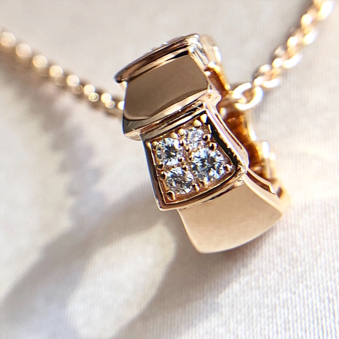 [Pearl Jewelrys]SERPENTI PEDANT DIAMOND PINK GOLD NECKLACE