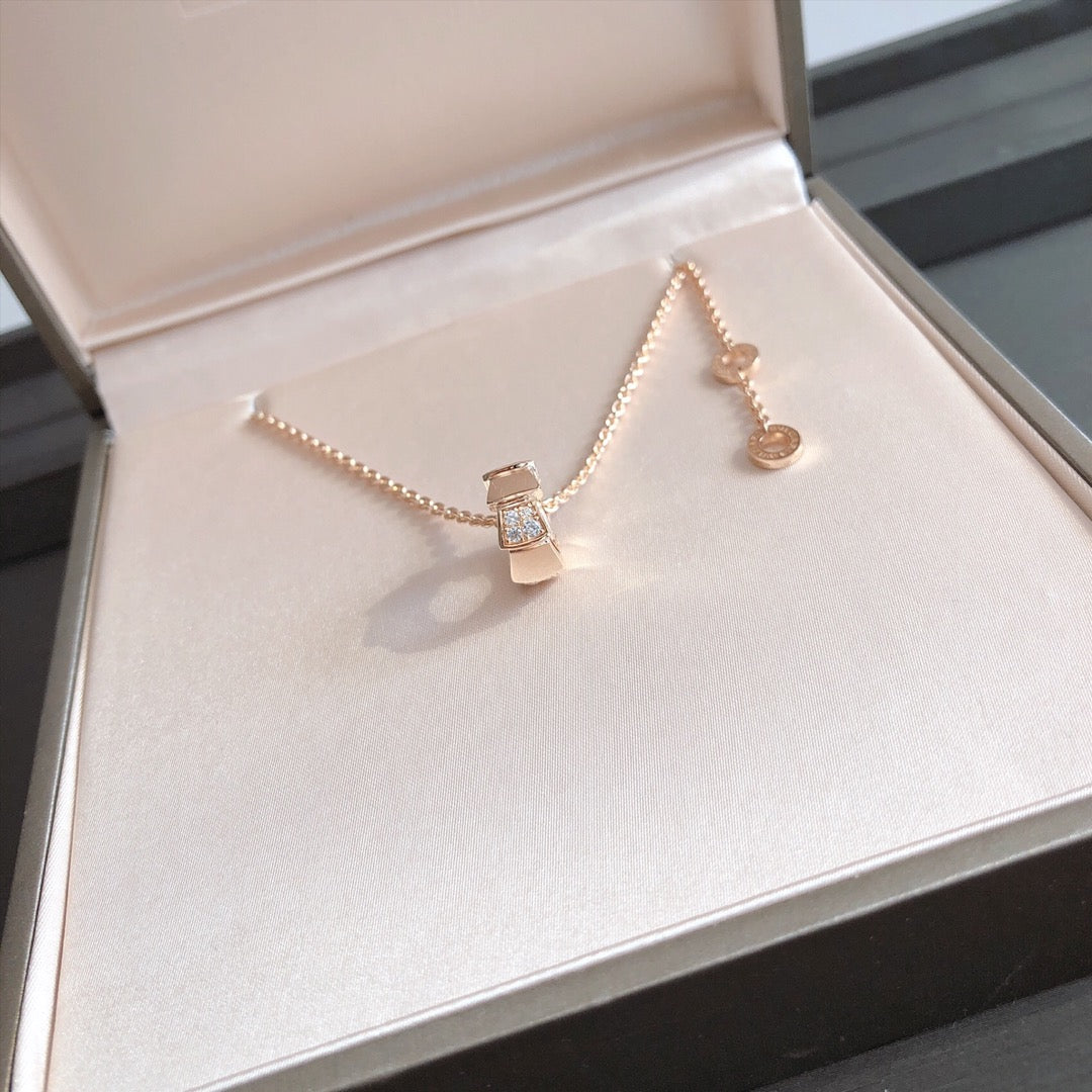 [Pearl Jewelrys]SERPENTI PEDANT DIAMOND PINK GOLD NECKLACE
