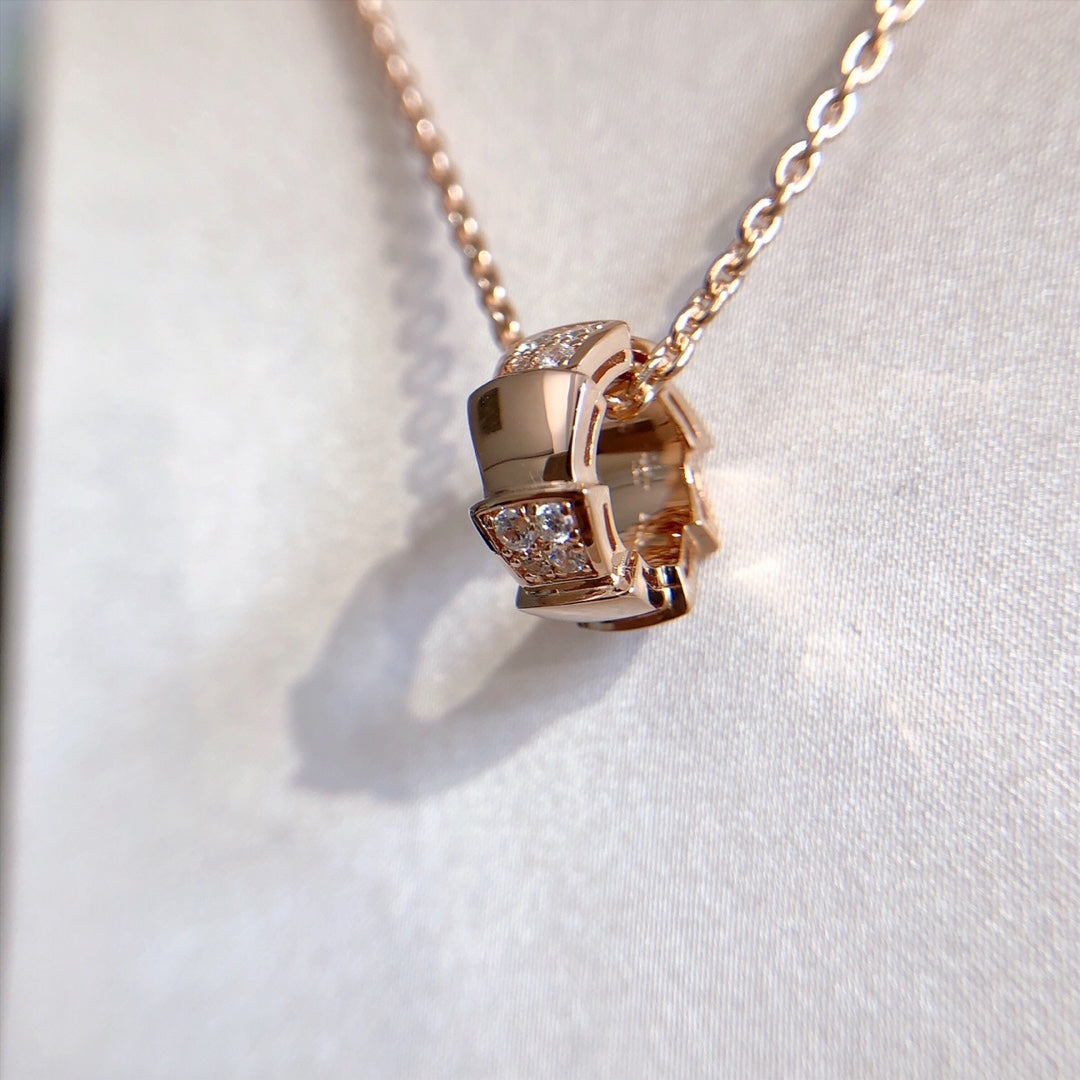 [Pearl Jewelrys]SERPENTI PEDANT DIAMOND PINK GOLD NECKLACE