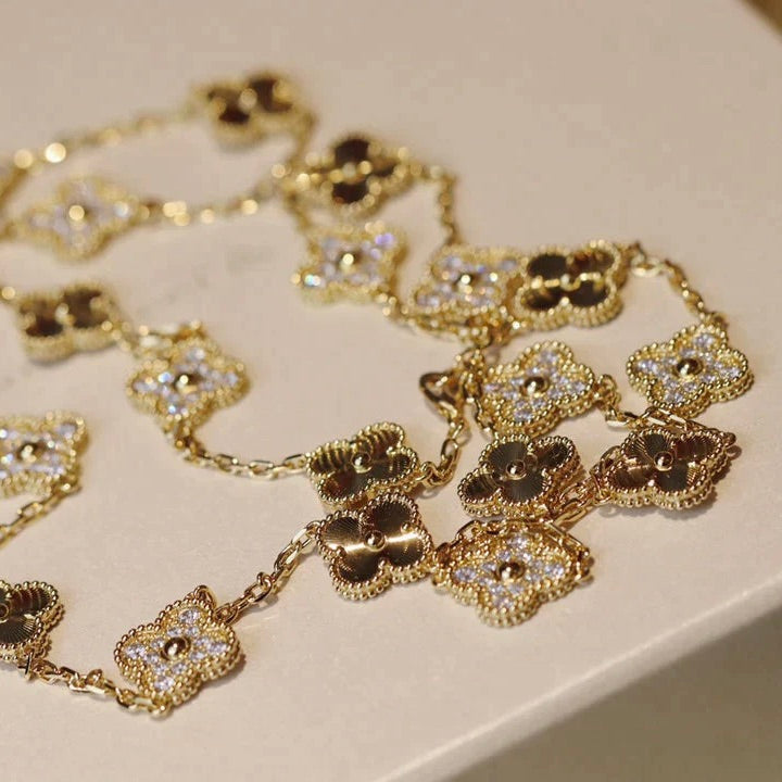 [Pearl Jewelrys]CLOVER 20 MOTIFS LASER DIAMOND NECKLACE