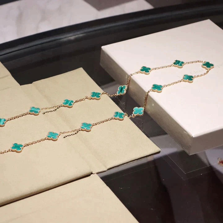 [Pearl Jewelrys]CLOVER 20 MOTIFS MALACHITE GOLD