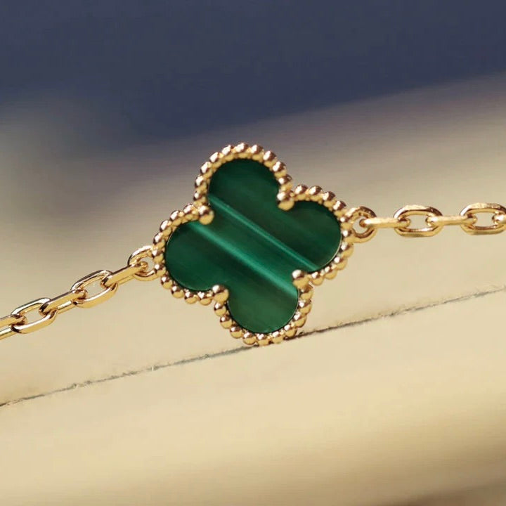 [Pearl Jewelrys]CLOVER 20 MOTIFS MALACHITE DIAMOND NECKLACE