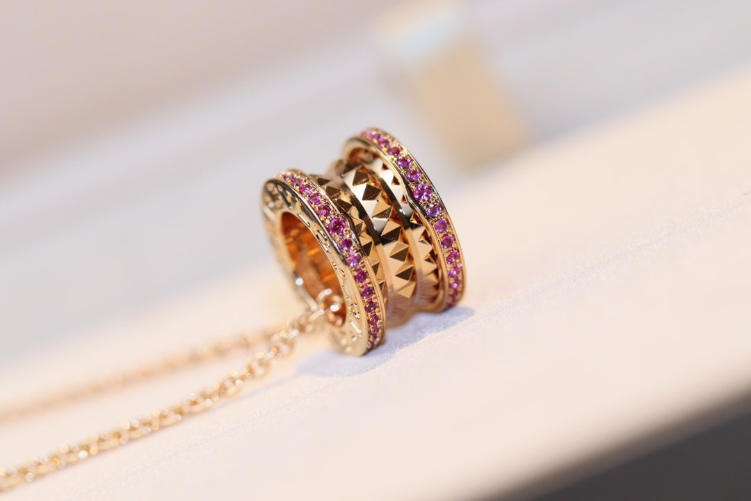 [Pearl Jewelrys]ZERO 1 ROCK PINK GOLD PINK DIAMOND NECKLACE
