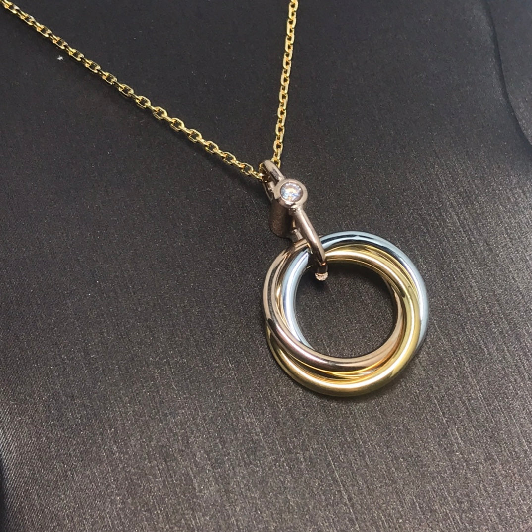 [Pearl Jewelrys]TRINITY SILVER GOLD PINK GOLD NECKLACE