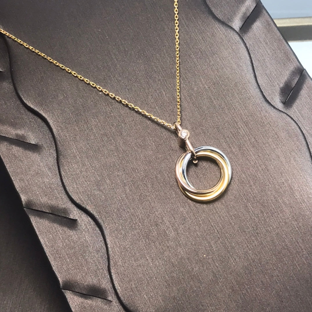 [Pearl Jewelrys]TRINITY SILVER GOLD PINK GOLD NECKLACE