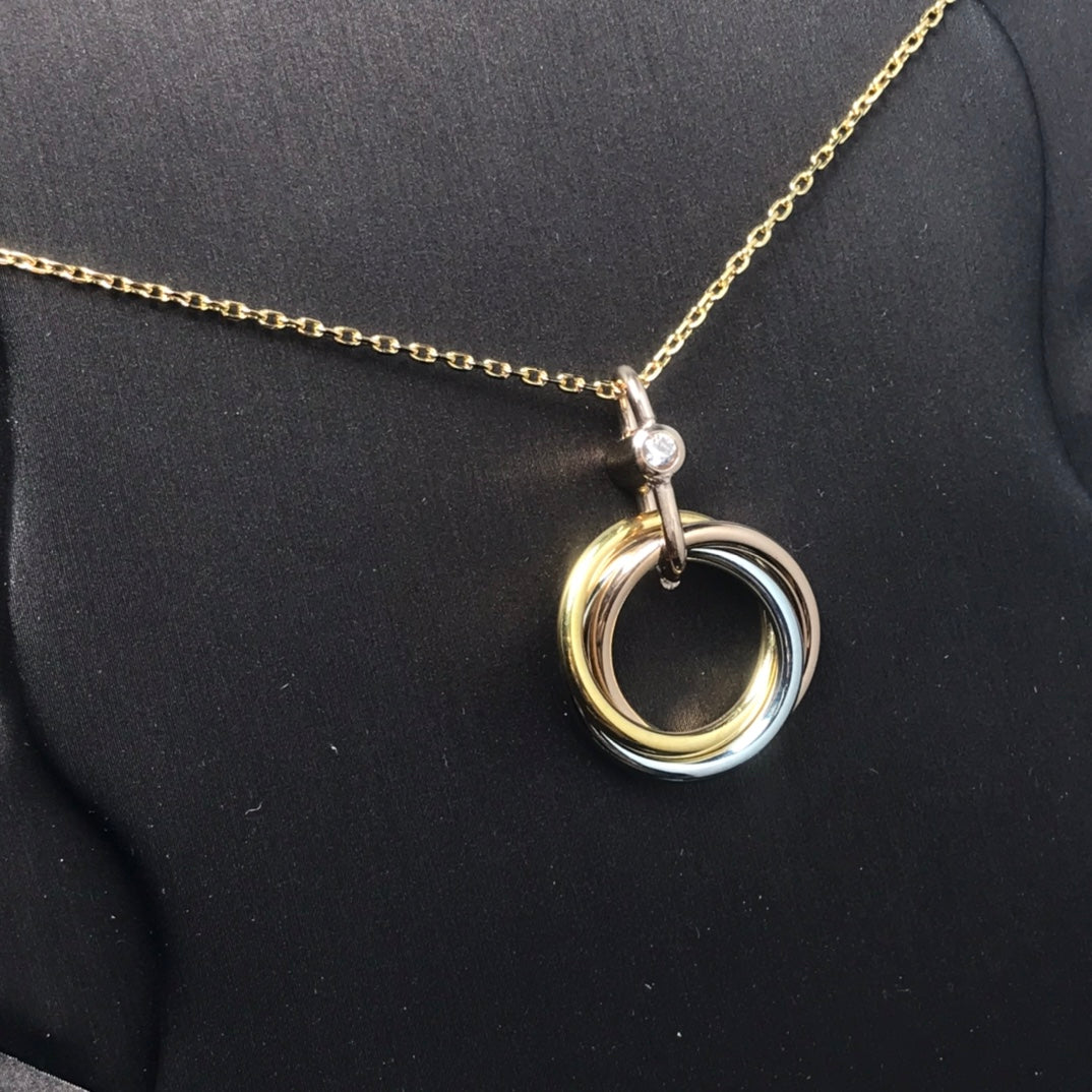 [Pearl Jewelrys]TRINITY SILVER GOLD PINK GOLD NECKLACE