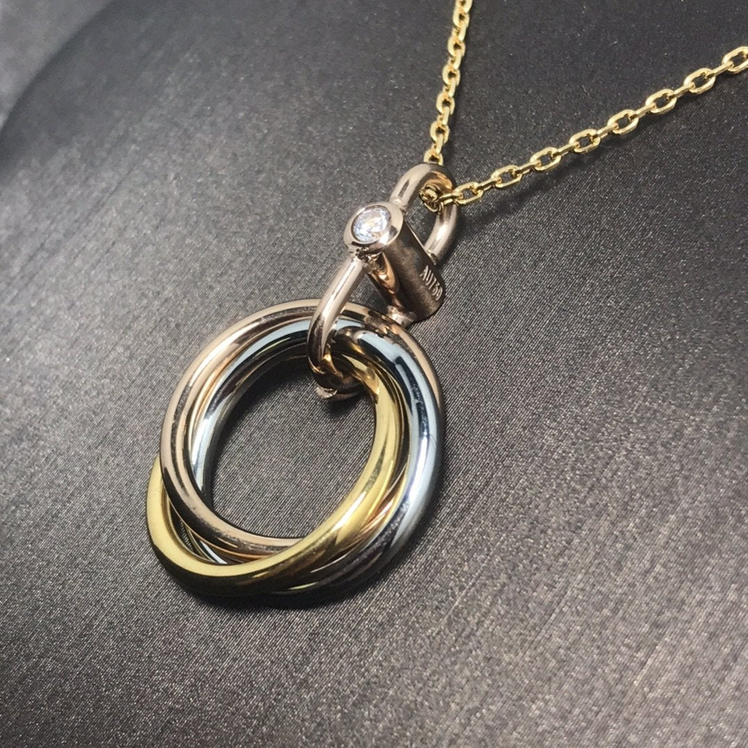 [Pearl Jewelrys]TRINITY SILVER GOLD PINK GOLD NECKLACE