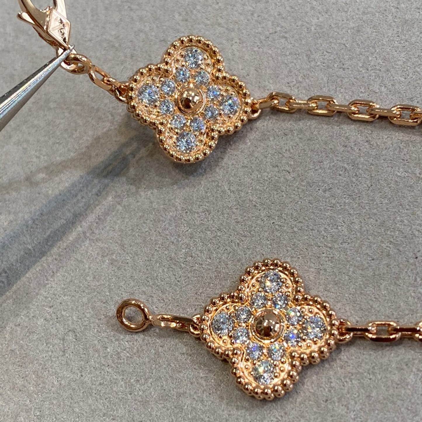 [Pearl Jewelrys]CLOVER 5 MOTIFS  FULL DIAMOND BRACELET