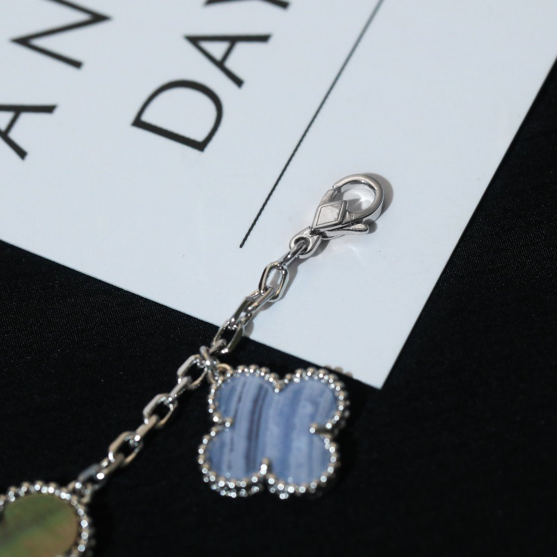 [Pearl Jewelrys]CLOVER BRACELET 5 MOTIFS MOP CHALCEDONY SILVER
