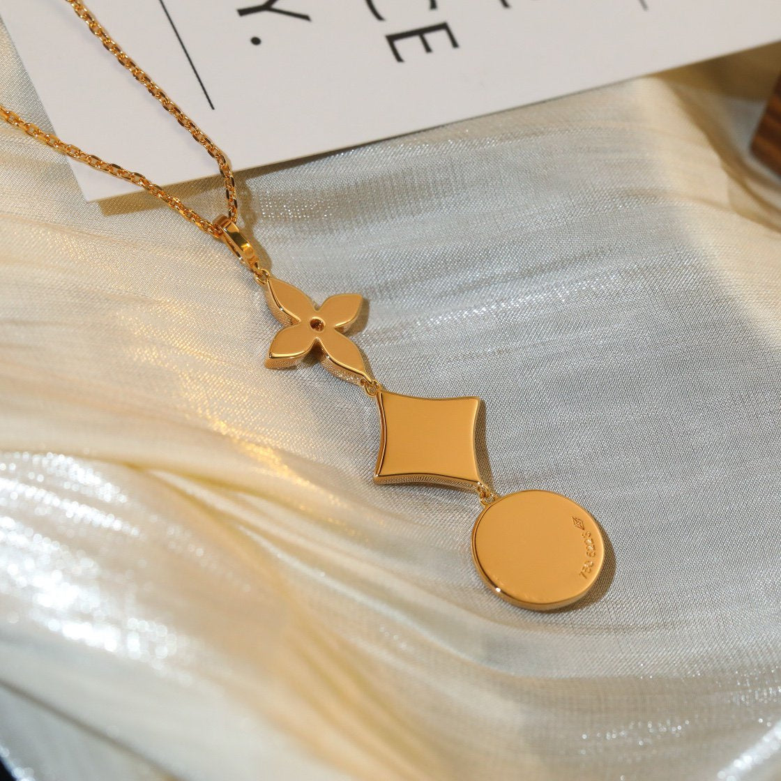 [Pearl Jewelrys]STAR AND SUN DIAMOND PINK GOLD NECKLACE
