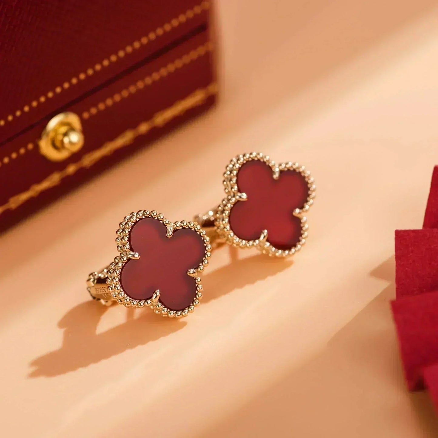 [Pearl Jewelrys]CLOVER MEDIUM 1 MOTIFS CARNELIAN  EARRINGS