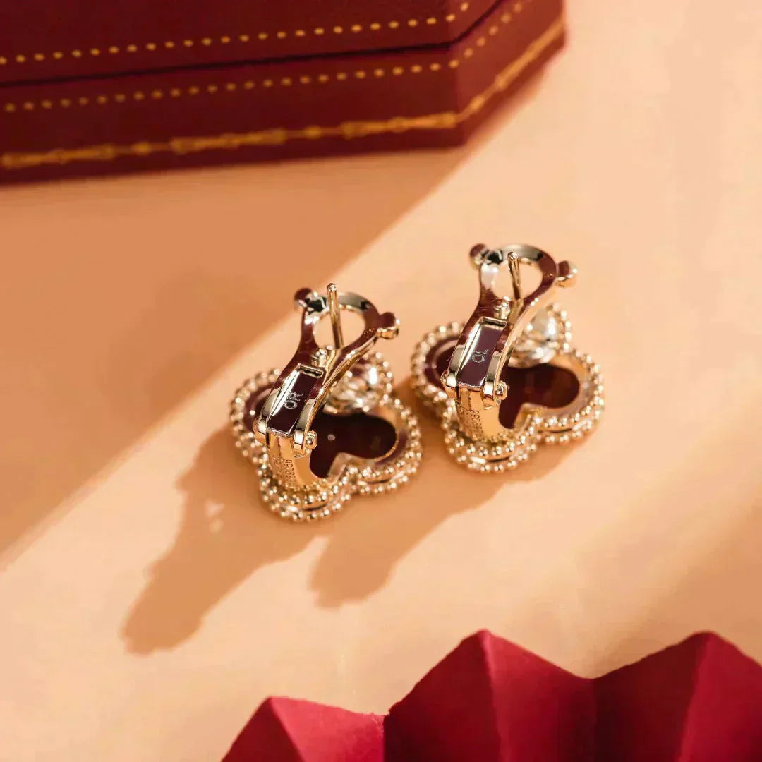 [Pearl Jewelrys]CLOVER MEDIUM 1 MOTIFS CARNELIAN  EARRINGS