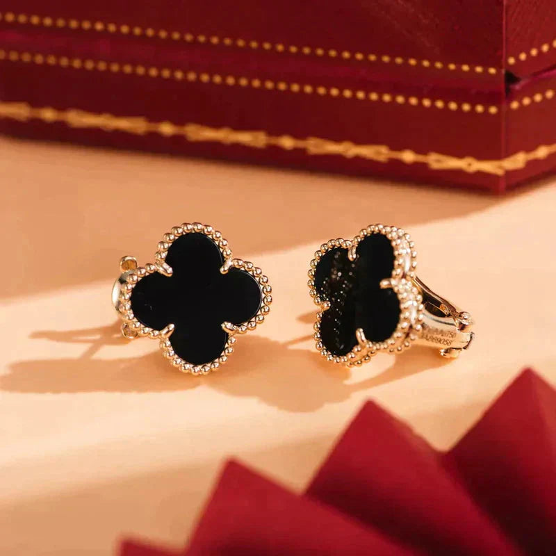 [Pearl Jewelrys]CLOVER MEDIUM 1 MOTIFS  ONYX STUD EARRINGS