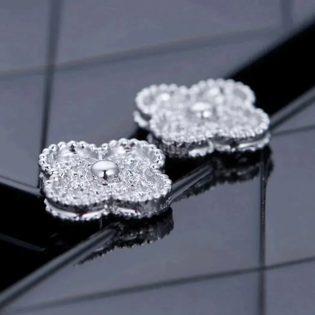 [Pearl Jewelrys]CLOVER 1 MOTIFS DIAMOND STUD EARRINGS SILVER