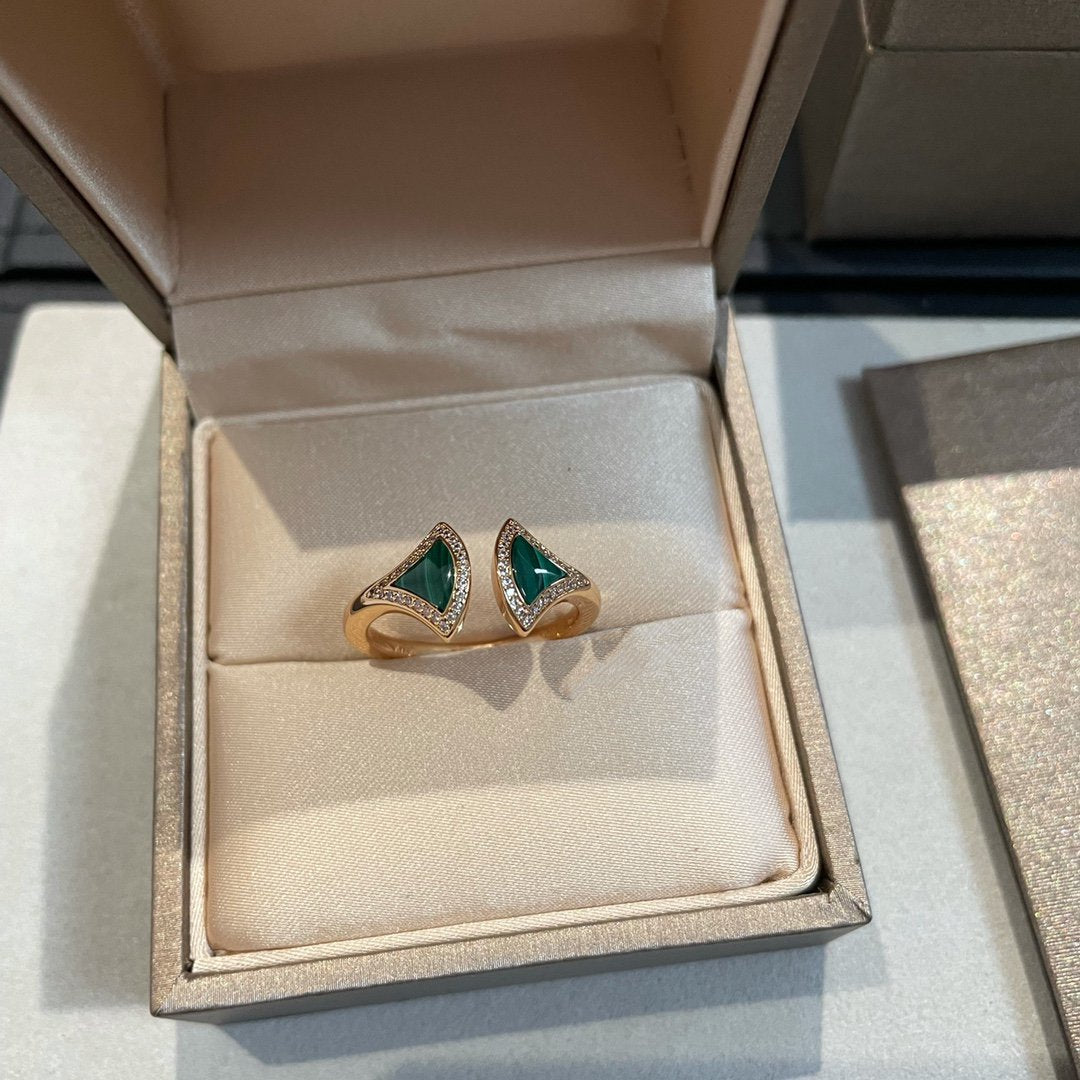 [Pearl Jewelrys]DREAM MALACHITE DIAMOND OPEN RING