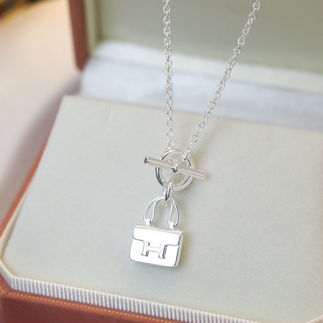 [Pearl Jewelrys]POP H PEDANT SILVER NECKLACE