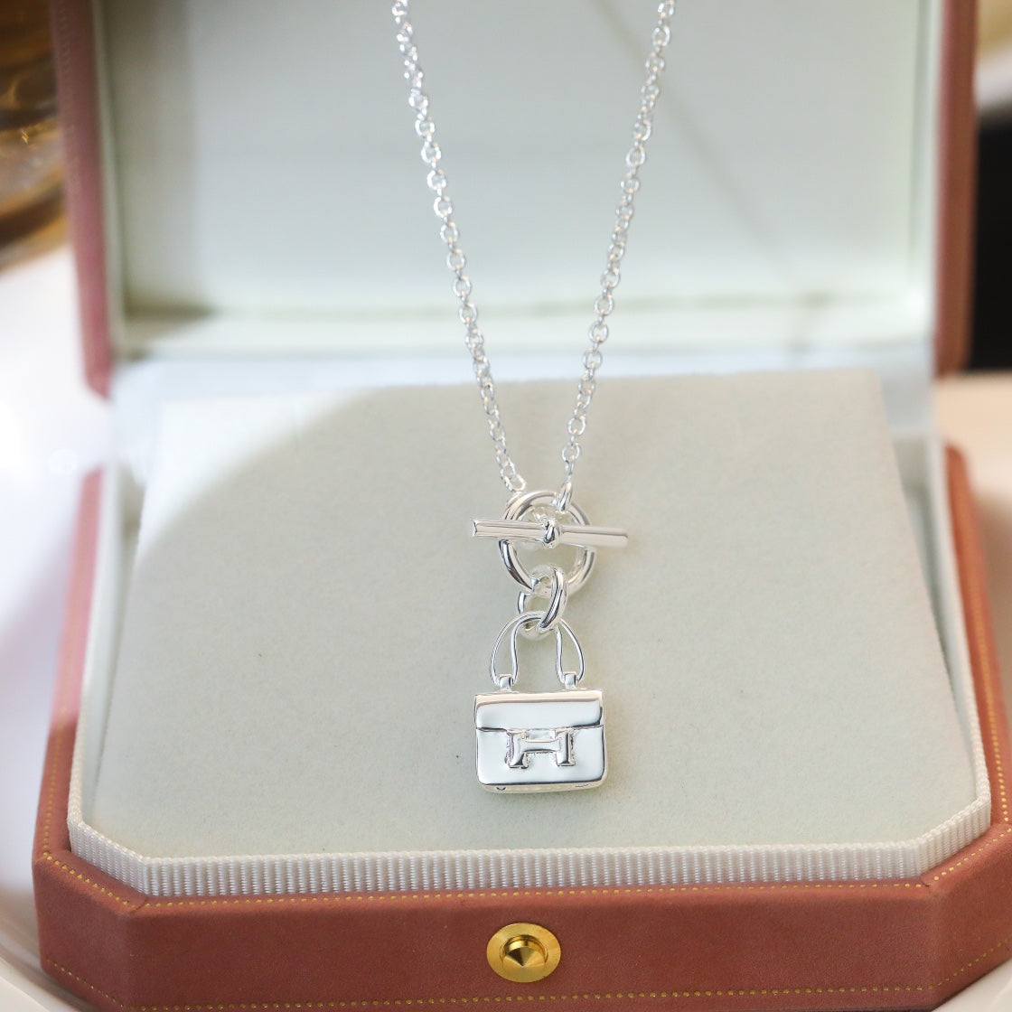 [Pearl Jewelrys]POP H PEDANT SILVER NECKLACE